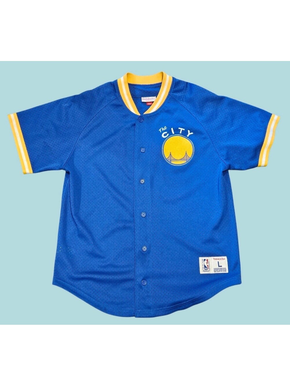 RARE Mitchell & Ness NBA Golden State Warriors Mesh "Baseball" Jersey - Large